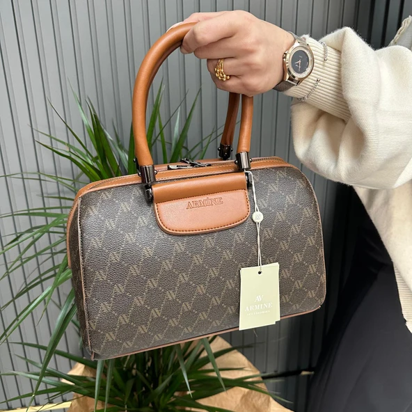 Armine Bayan Çanta Kahve Noktalı AR39602 - Resim 2