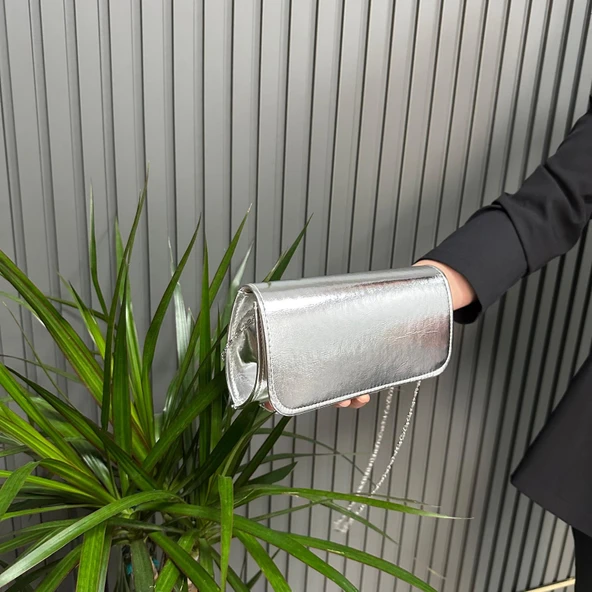 Günlük Bayan Çanta 19x10cm Gümüş AB0704 ürün görseli