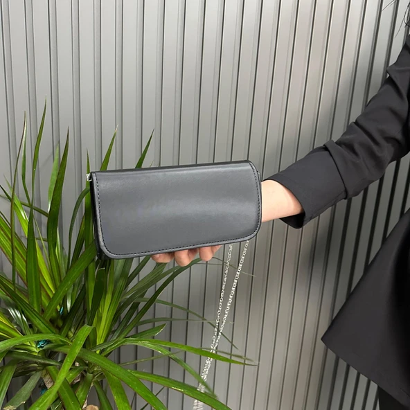 Günlük Bayan Çanta 19x10cm Düz Siyah AB0701 - Resim 2