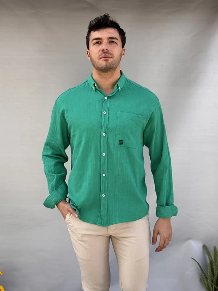 Cepli Keten Oversize Gömlek