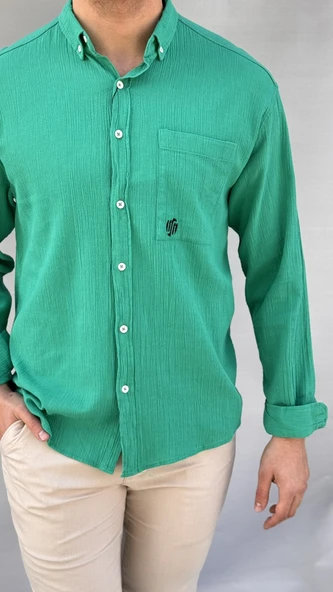 Cepli Keten Oversize Gömlek - 3