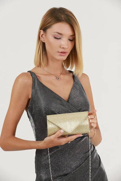 Abiye Bayan Çanta Gold AB0102 - Resim 3