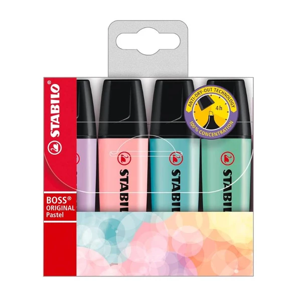 Stabilo Boss Original Fosforlu Kalem Pastel 4'lü Paket - 70/4-2 - 2