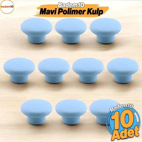 Bohem Mavi Mantar Kulp Düğme 10 ADET Çekmece Mutfak Mobilya Dolabı Dolap Kulpu Kulbu Plastik Kulp
