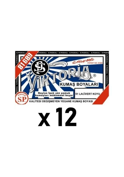 Viktoria Kumaş Boyası Koyu Lacivert 12 Adet