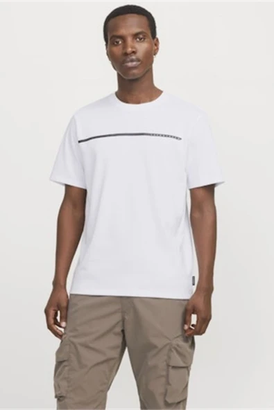 JACK JONES Erkek BEYAZ Tam Boyama Kısa Kollu Tişört 12273120