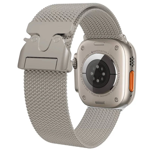 Apple Watch 44mm Zore KRD-25 Metal Hasır Kordon - Resim 5