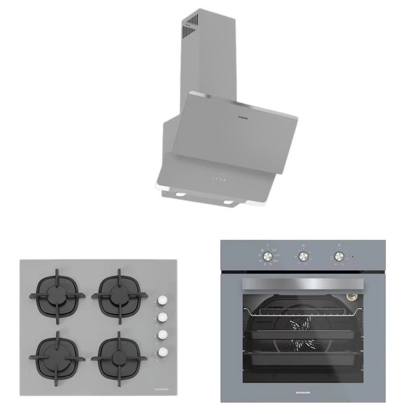 Silverline BO6503S01 - CS5343S01 - 3420 Classy 60 cm Gri Ankastre Set