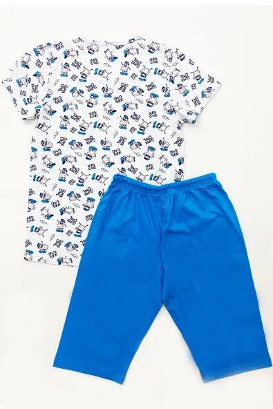 ERKEK ÇOCUK KAPRİLİ PİJAMA TAKIMI PAMUK ÇİZGİLİ BASKILI A6 - Resim 6