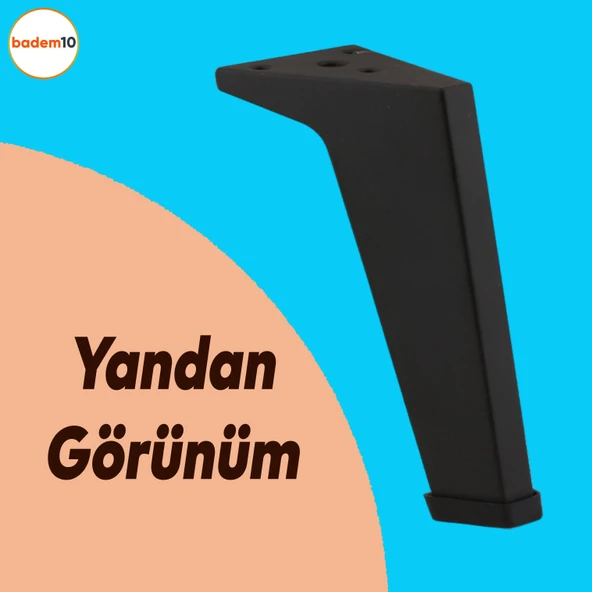 Vera 20 cm Mobilya Ayakları Ünite Baza Koltuk Ayağı Ayağı Sehpa Masa Puf Tabure Metal Ayakları Siyah - Resim 3