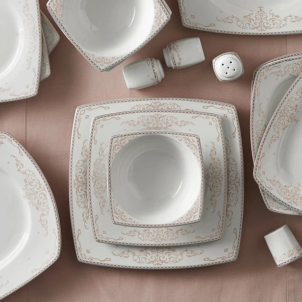 Karaca Adelya Fine Cream 60 Parça 12 Kişilik Yemek Takımı