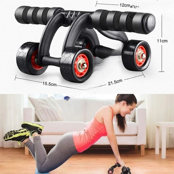 4 Tekerlekli Mekik Aleti Ab Wheel Diz Matı Hediyeli Karın Egzersiz Aleti CKS452 - 8