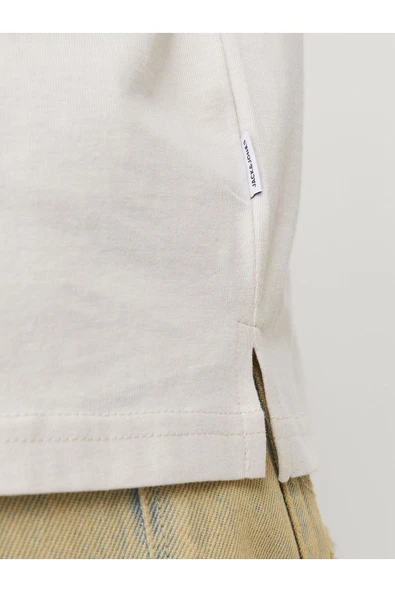 JACK JONES Erkek BEJ Yuvarlak Yaka Tişört 12259975 - 5