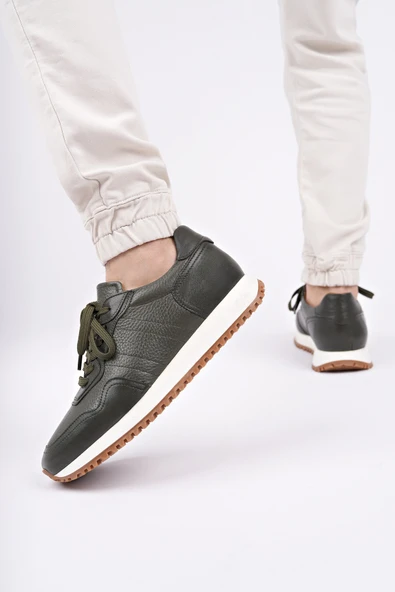Muggo HARWİL Kalın Taban Bağcıklı Hakiki Deri Erkek Günlük Sneaker Spor Ayakkabı - 7