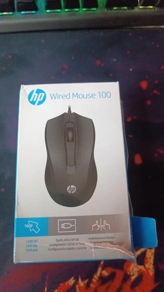 HP 100 Kablolu Mouse Siyah 6VY96AA (OUTLET)