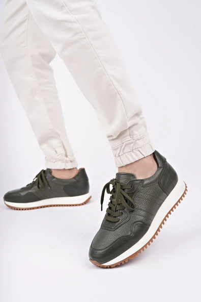 Muggo HARWİL Kalın Taban Bağcıklı Hakiki Deri Erkek Günlük Sneaker Spor Ayakkabı - 6