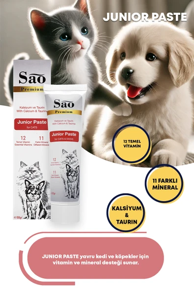 SAO Junior Paste Yavru Kedi ve Köpekler İçin Tamamlayıcı Macun 100 Gr - 4