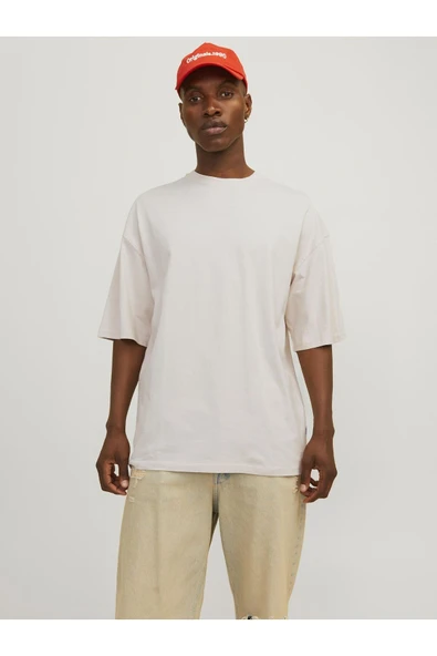 JACK JONES Erkek BEJ Yuvarlak Yaka Tişört 12259975