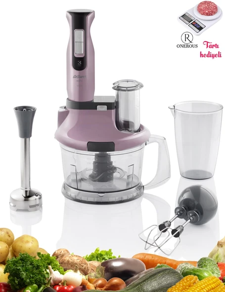 Arzum 1500W Mutfak Robotu Çırpma & Doğrama & Blender-3 YIL GARANTİ-Mutfak Tartısı Hediyeli