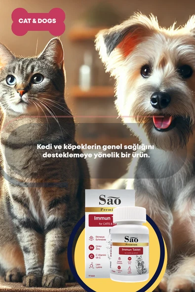 SAO Immune System Kedi ve Köpekler İçin Bağışıklık Sistemi Güçlendirici Tablet 75 Adet - 3