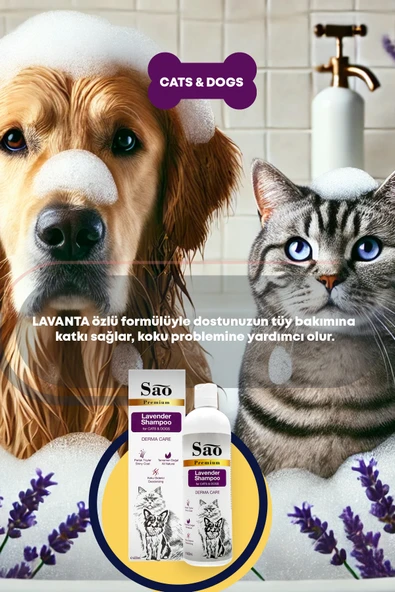 SAO Lavanta Özlü Kedi ve Köpek Şampuanı 400 ML - 3