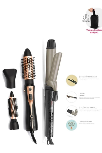Volume Pro Hava Üflemeli Saç Şekillendirici Düzleştirici+ Lisa Xl 32 Mm Seramik Saç Maşası