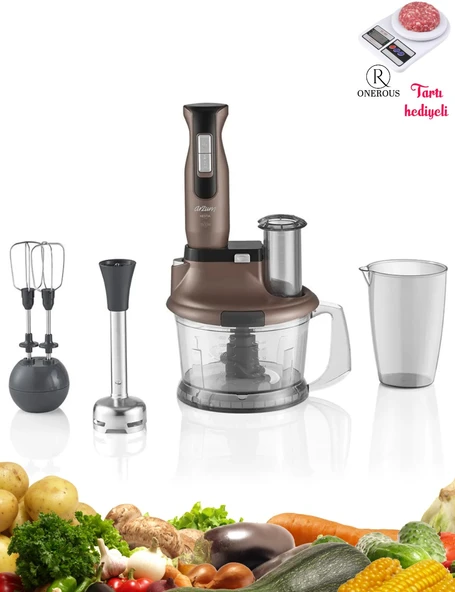 Arzum 1500W Mutfak Robotu Çırpma & Doğrama & Blender-3 YIL GARANTİ-Mutfak Tartısı Hediyeli