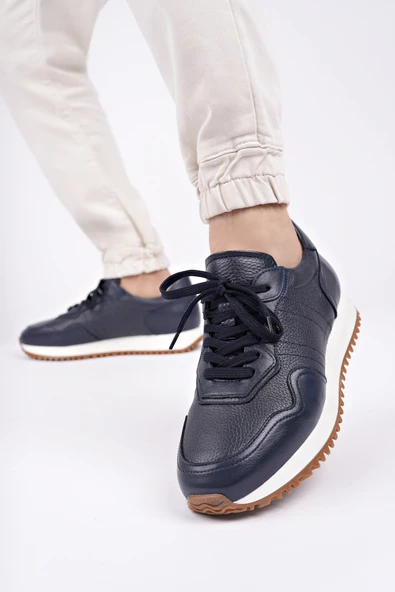 Muggo HARWİL Kalın Taban Bağcıklı Hakiki Deri Erkek Günlük Sneaker Spor Ayakkabı - 12