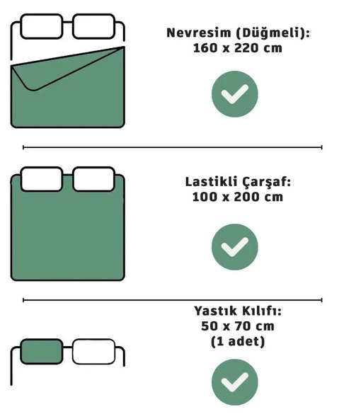 Lastikli Çarşaflı Tek Kişilik Nevresim Takımı Ekose - Resim 6