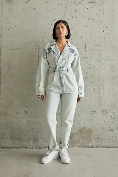 Kar Yıkama Blue Denim Tulum