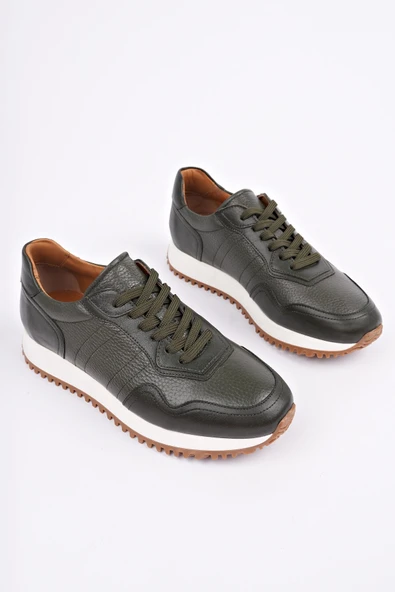 Muggo HARWİL Kalın Taban Bağcıklı Hakiki Deri Erkek Günlük Sneaker Spor Ayakkabı - 3