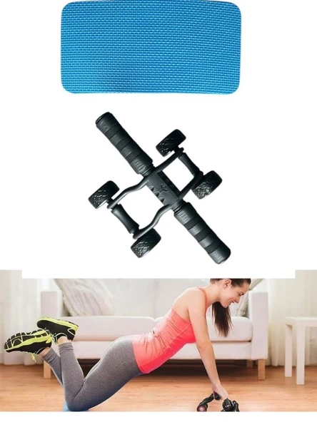 4 Tekerlekli Mekik Aleti Ab Wheel Diz Matı Hediyeli Karın Egzersiz Aleti CKS452 - 3