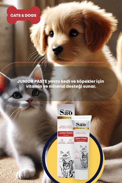 SAO Junior Paste Yavru Kedi ve Köpekler İçin Tamamlayıcı Macun 100 Gr - 3