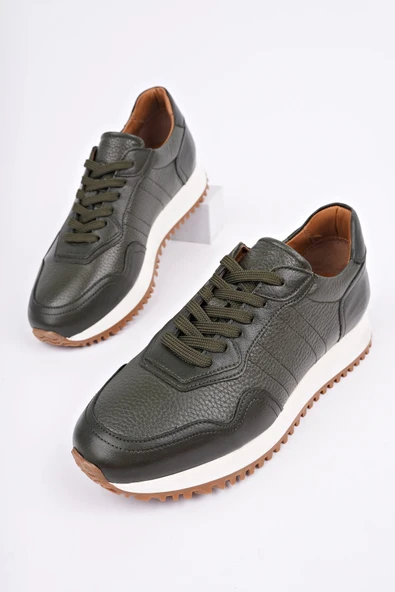 Muggo HARWİL Kalın Taban Bağcıklı Hakiki Deri Erkek Günlük Sneaker Spor Ayakkabı - 2