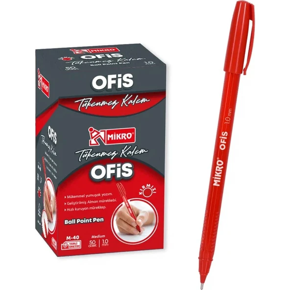 MİKRO TÜKENMEZ KALEM OFİS TİPİ M-40 KIRMIZI