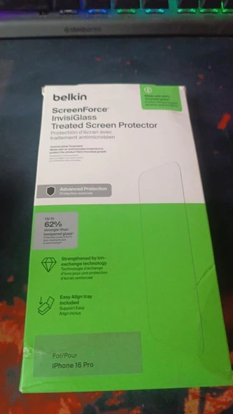 Belkin OVA173HQ iPhone 16 Pro Uyumlu Ekran Koruyucu (OUTLET)