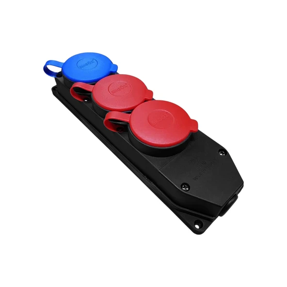 Kapaklı Klemensli Grup Priz 1 Monofaze ve 2 Trifaze Kombinli 3'lü Çoğaltıcı Kablosuz Kauçuk Topraklı - 2