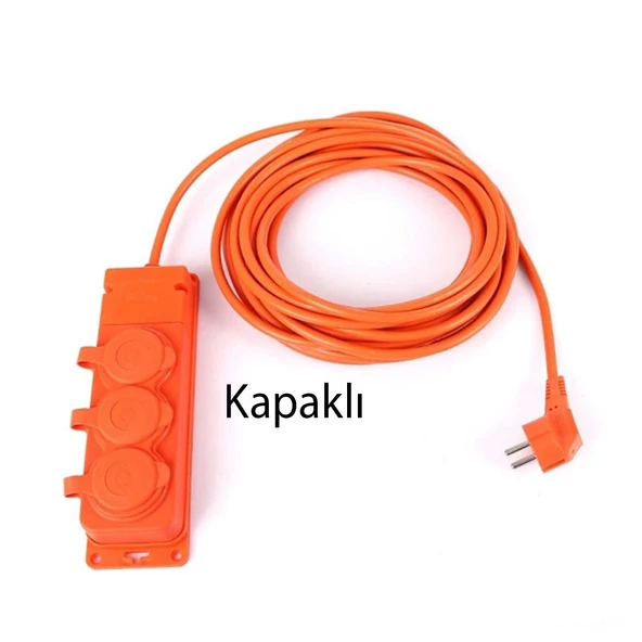 Seyyar Topraklı Kapaklı 3'lü Grup Priz Fiş 10 Metre CCA Uzatma Kablosu 3x2.5 mm Monofaze Çoğaltıcı - 4