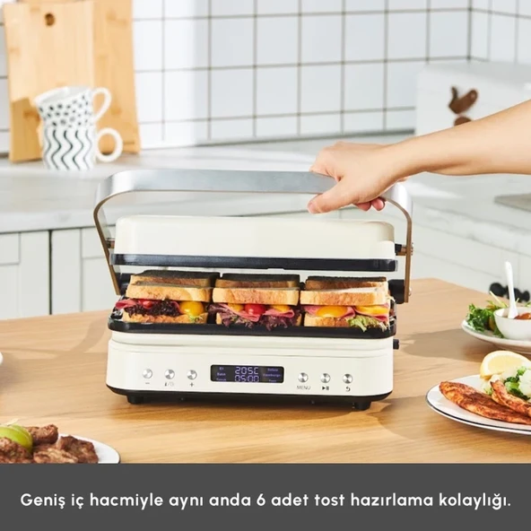 Karaca Tost Makinesi , Krep ve Izgara Karaca Çift Taraflı Plaka Kullanımı 2000W DigitalEkranlı - 4