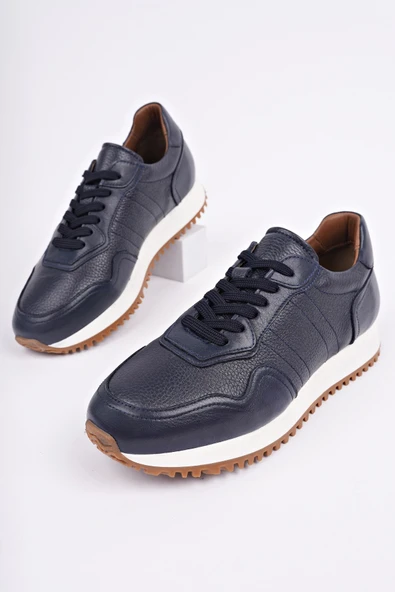 Muggo HARWİL Kalın Taban Bağcıklı Hakiki Deri Erkek Günlük Sneaker Spor Ayakkabı - 9