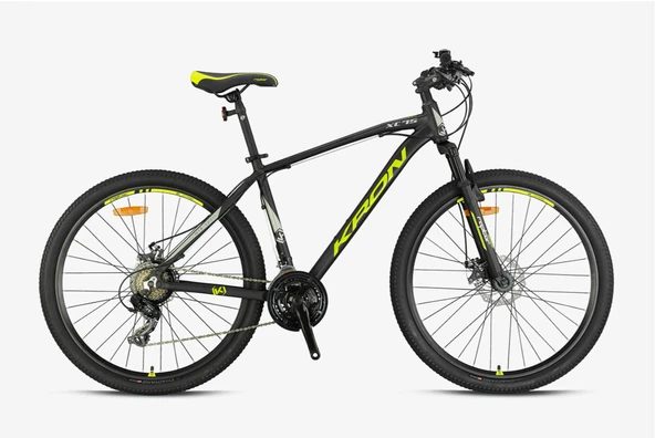 KRON XC 75 26 JANT 21 VİTES MEKANİK DİSK FREN KELEBEK VİTES FULL SHIMANO SİSTEM DAĞ BİSİKLETİ MAT SİYAH-NEON SARI- BEJ (KRN25-054) - 1