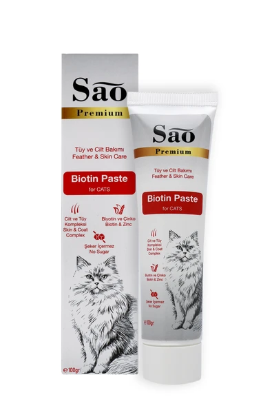 SAO Biotin Paste Kediler İçin Tüy Sağlığı Destekleyici Ve Tüy Dökülmesi Önleyici Malt Macun 100 gr - 2