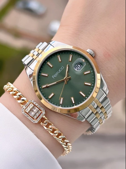 Ferrucci Çelik Kordon 2 Yıl Garantili Takvinli Kadran Suya Dayanıklı Kadın Kol Saati BFC.03298.07 ürün görseli