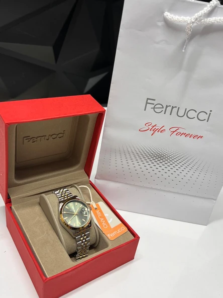 Ferrucci Çelik Kordon 2 Yıl Garantili Takvinli Kadran Suya Dayanıklı Kadın Kol Saati BFC.03298.07 - Resim 4