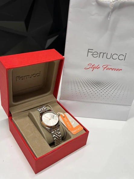 Ferrucci Çelik Kordon 2 Yıl Garantili Takvinli Kadran Suya Dayanıklı Kadın Kol Saati BFC.03298.04 - Resim 4