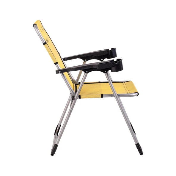 Katlanabilir Piknik ve Kamp Sandalyesi - Bardaklıklı - Rock - Hardal (A-06)- 140KG Taşıma - 8