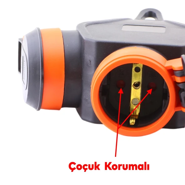 Seyyar Topraklı 3'lü Grup Priz Fiş 10 Metre Çoklu Asmalı Uzatma Kablosu 3x2.5 mm Monofaze Çoğaltıcı - 4