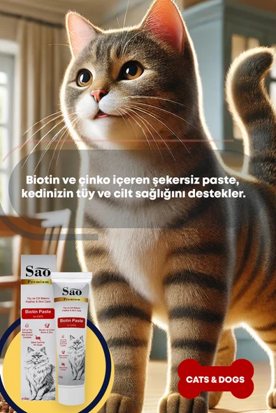 SAO Biotin Paste Kediler İçin Tüy Sağlığı Destekleyici Ve Tüy Dökülmesi Önleyici Malt Macun 100 gr - 3