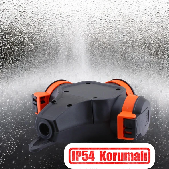 Seyyar Topraklı 3'lü Grup Priz Fiş 10 Metre Çoklu Asmalı Uzatma Kablosu 3x2.5 mm Monofaze Çoğaltıcı - 5