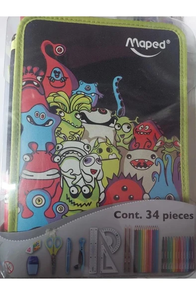 MAPED KALEM KUTUSU DOLU OKUL MALZEMELI 34 PARCA